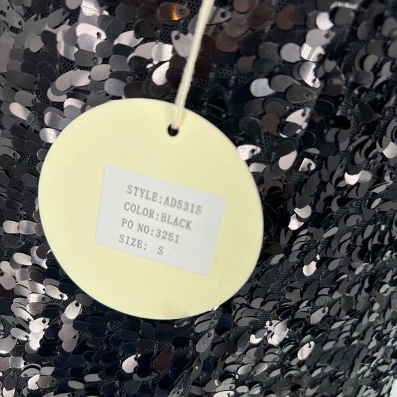 Alythea Champagne Poppin Sequin Cowl Neck Mini Dress Black Size Small NWT - Picture 9 of 11